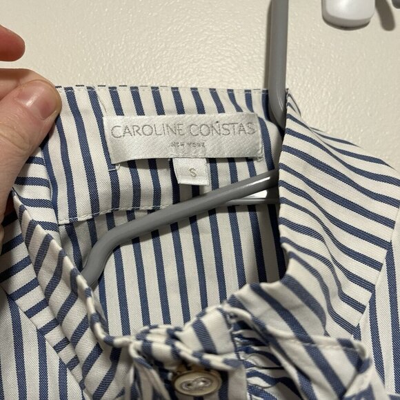 Caroline Constas Marla Blue Stripe Ruffle Button Down Blouse Size Small - Picture 5 of 9